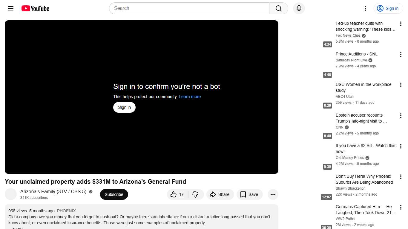 Your unclaimed property adds $331M to Arizona’s General Fund - YouTube