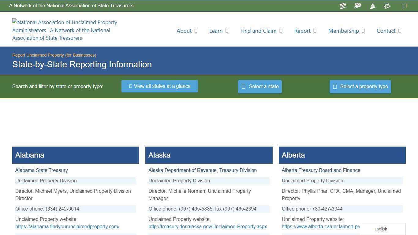 State-by-State Reporting Information – National Association of Unclaimed Property Administrators (NAUPA)