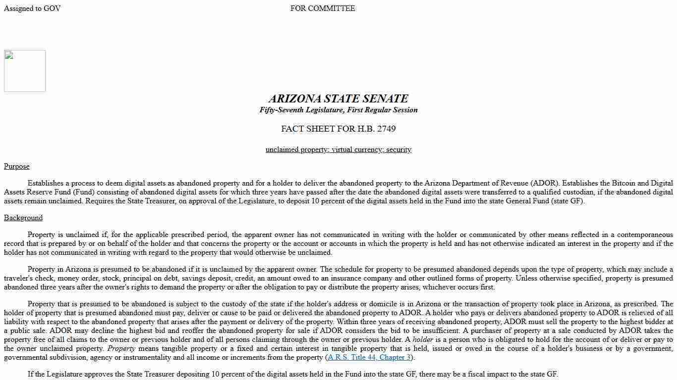 HB2749 - 571R - Senate Fact Sheet